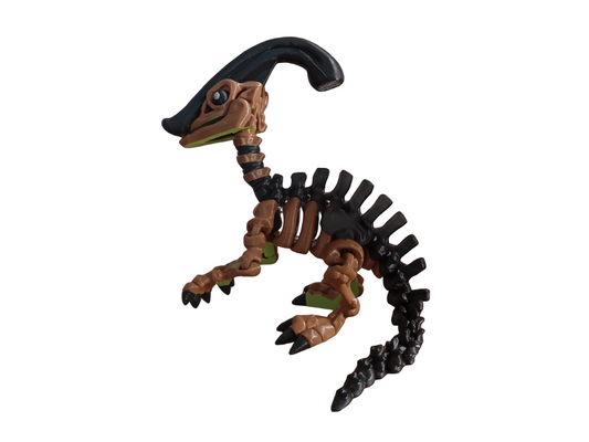 This is a Flexi Factory Skeleton Parasaurolophus 3D-printed toy, designed with articulated joints for posability.