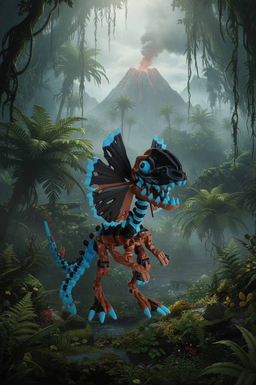 Mega Flexi Dilophosaurus articulated skeleton.