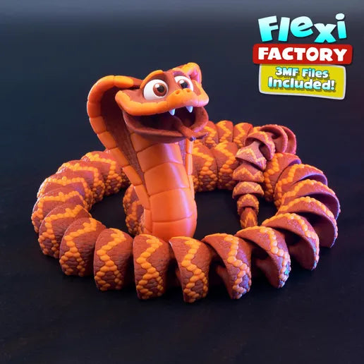 3D printed articulated Flexi Cobra design by Flexi Factory, Printed by Uniskull Creations.