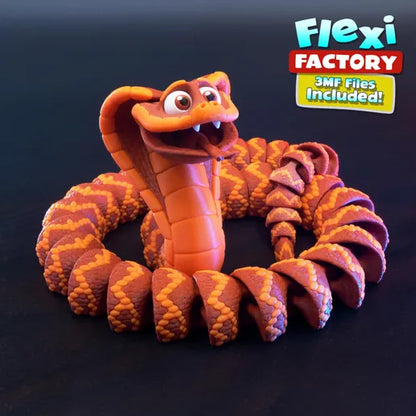 3D printed articulated Flexi Cobra design by Flexi Factory, Printed by Uniskull Creations.