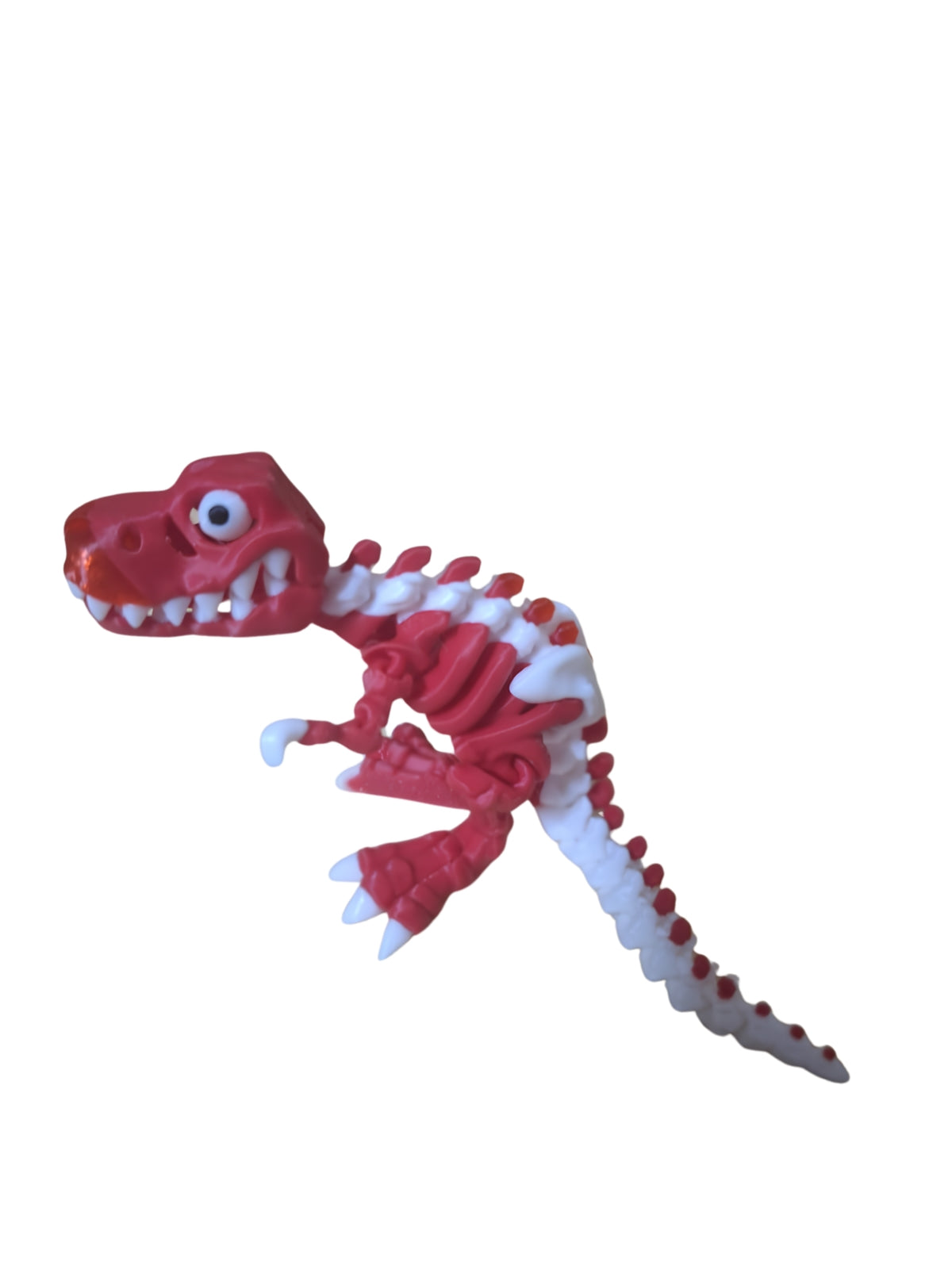 3D-printed articulated T-Rex skeleton model.