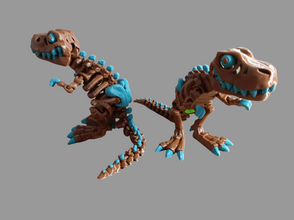 3D-printed articulated T-Rex skeleton model.