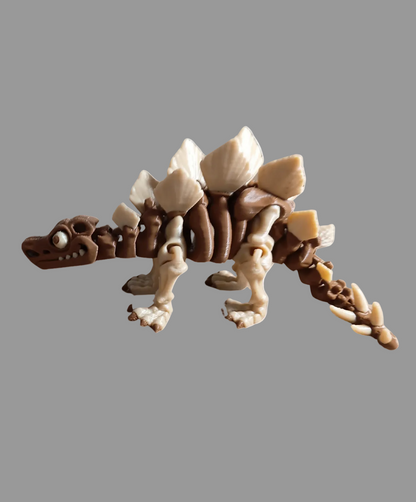 3D-printed articulated Skeleton Stegosaurus flexi & posable model.