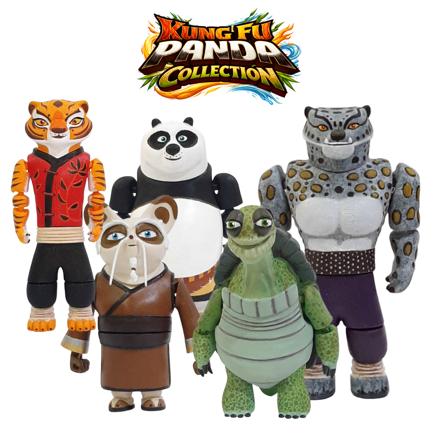 Kung Fu Panda Collection by Flexi Town, 3D printed by Uniskull Creations.