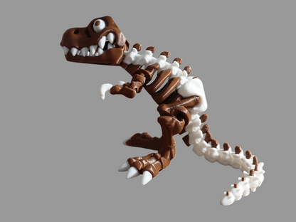 3D-printed articulated T-Rex skeleton model.