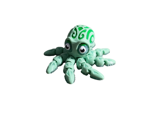 3D-printed articulated "Tattooed Octopus" fidget toy designed by FlexiFactory.