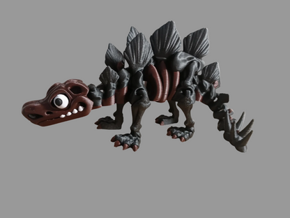3D-printed articulated Skeleton Stegosaurus flexi & posable model.